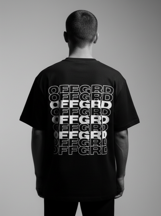OFFGRD Basketball Graphic Tee showcasing bold black and white design on the back, perfect for basketball enthusiasts.
